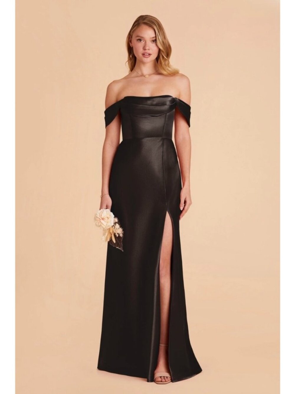 Strapless Black Maxi Dress with High Slit